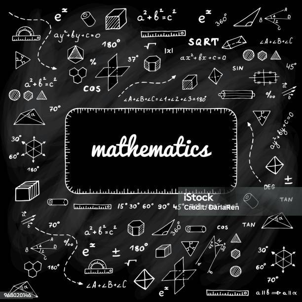 Embellishments Math Mathematics Elements On Black Chalk Board Stock Illustration - Download ...