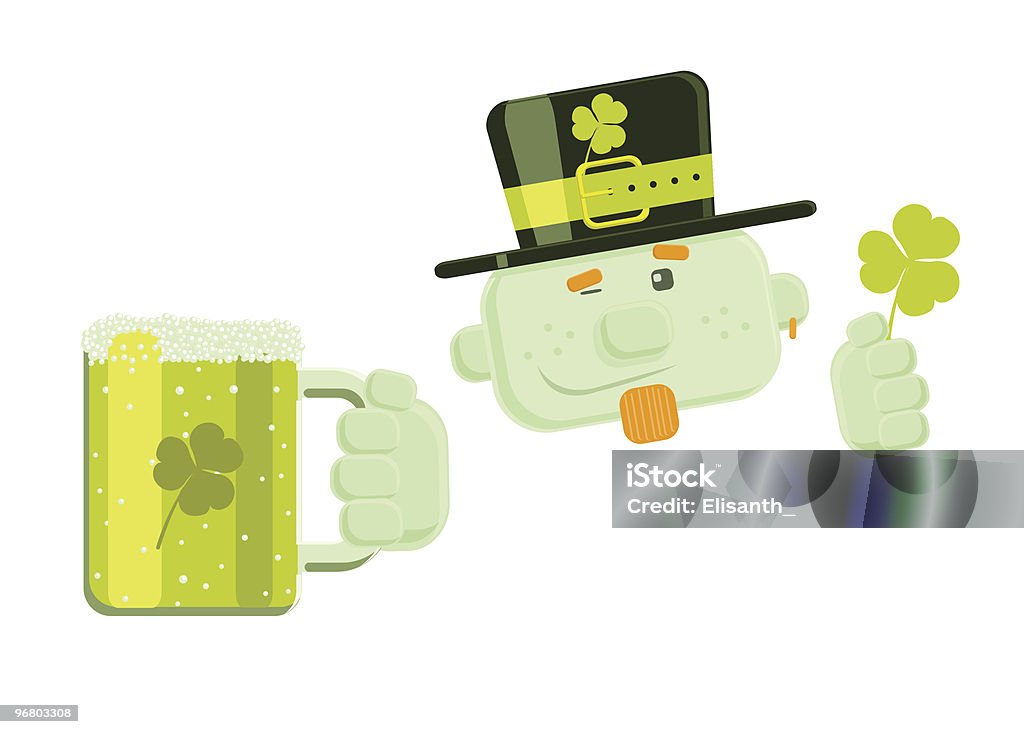 Winking leprechaun with beer  Alcohol - Drink stock vector