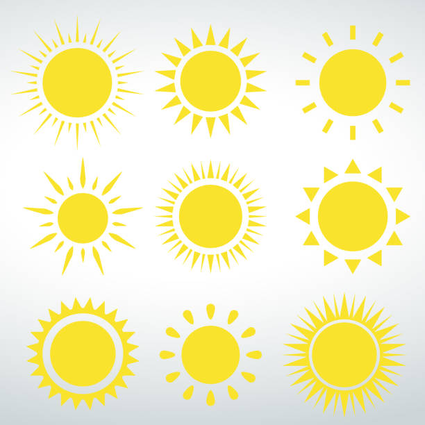 Sun icons vector isolated vector on a white background Sun icons vector isolated vector on a white backround. sunlight stock illustrations