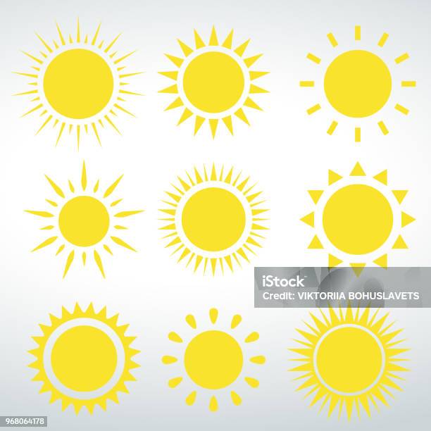 Sun Icons Vector Isolated Vector On A White Background Stock Illustration - Download Image Now