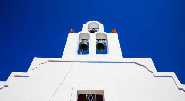 istock Santorini, Greece - White church on blue sky background 968072726