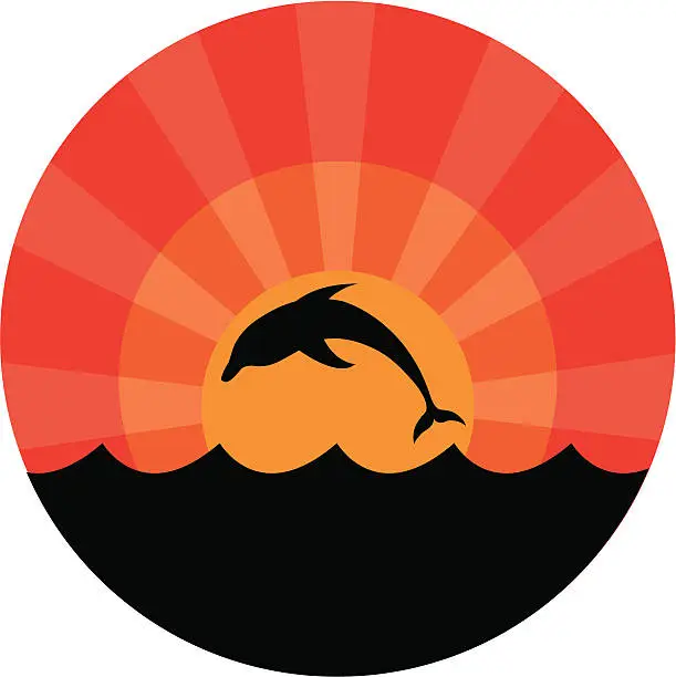 Vector illustration of Jumping dolphin silhouette