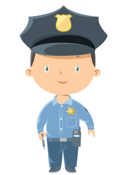 Feliz Oficial De Policía En Uniforme Azul Vectores Libres de Derechos -  iStock