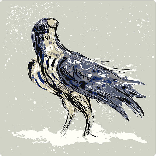 Falcon desembarcados na Neve - ilustração de arte vetorial
