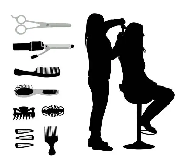 Vector illustration of Hair Dresser Tools