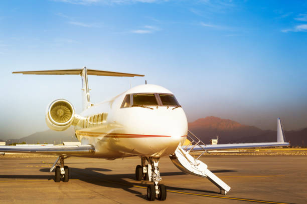 istock Private Jet stationary at airport 968118772