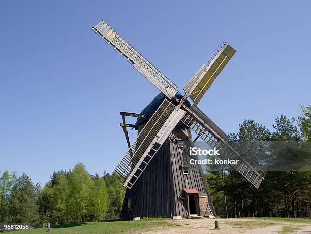 Wooden Windmill Stock Photo - Download Image Now - Arranging, Blue, Building - Activity
