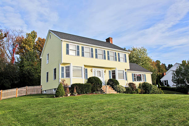 istock Yellow New England Style colonial house 96812429