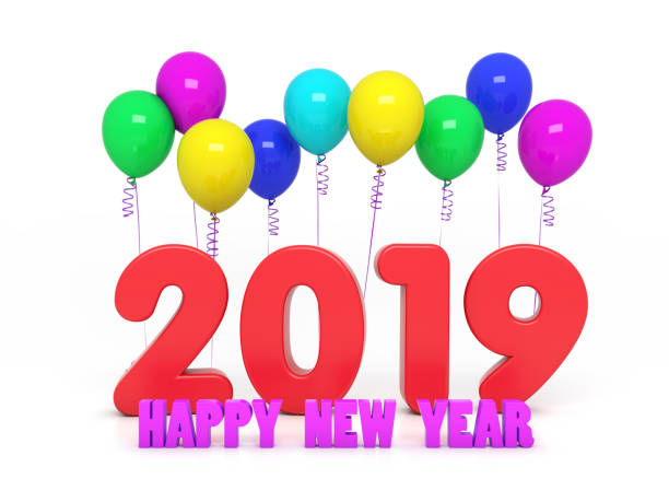 istock New Year 2019 Creative Design Concept with Balloon 968131668