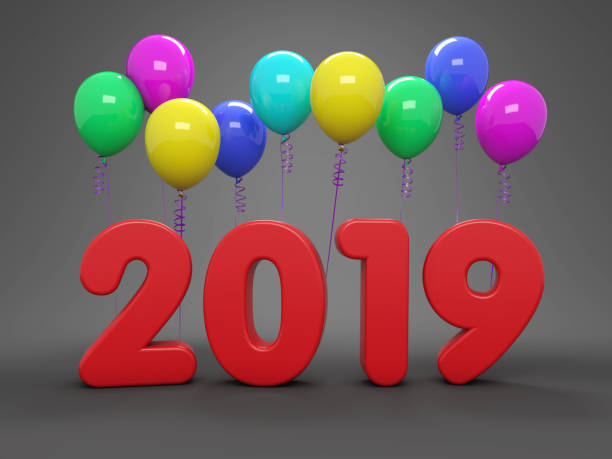 istock New Year 2019 Creative Design Concept with Balloon 968131670