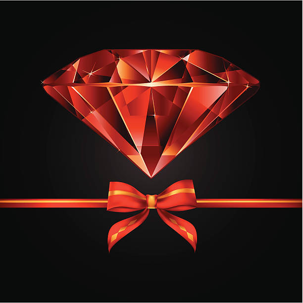 jewel with bow vector art illustration