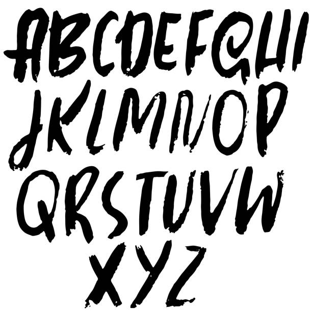 istock Grunge distress font. Modern dry brush ink letters. Handwritten alphabet. Vector illustration. 968155778