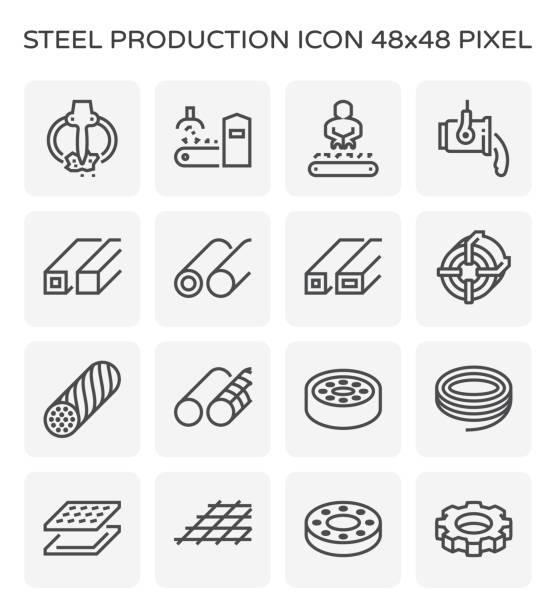 ikona produktu stalowego - przemysł metalurgiczny stock illustrations