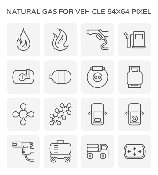 ilustrações, clipart, desenhos animados e ícones de ícone de gás natural - natural gas cylinder flammable fire