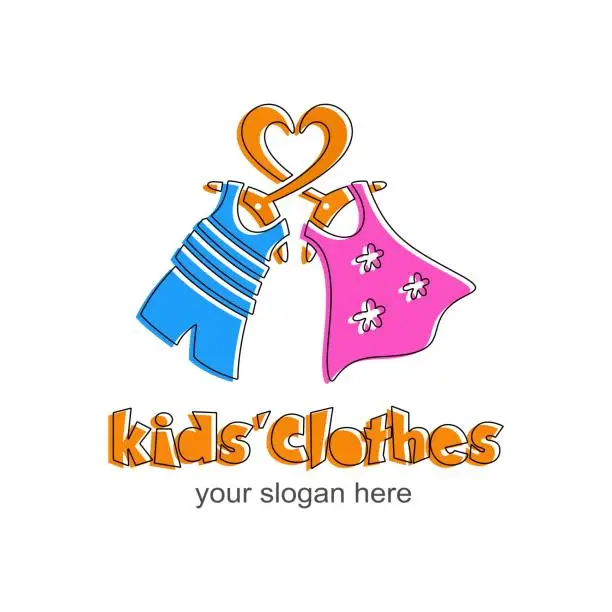 Vector illustration of Kids clothes logo. Sign for children's shop.