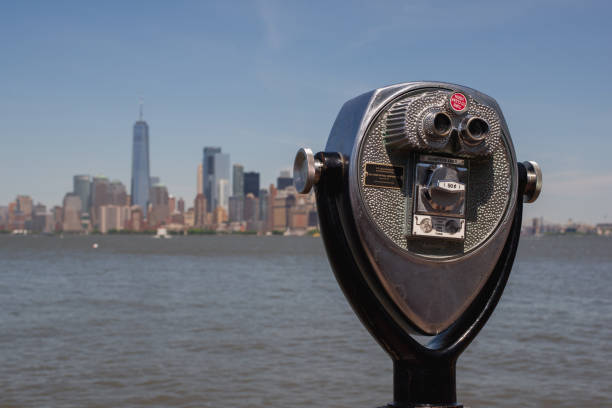 istock Vintage Coin Operated Binoculars Overlooking Manhattan from Liberty Island 968174094