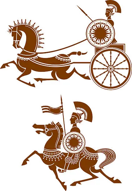 Vector illustration of ancient cavalry and chariot