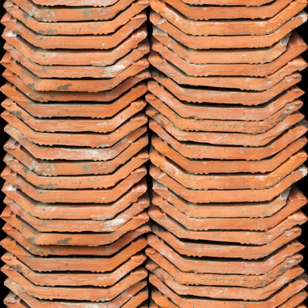 seamless photo texture of stack of dutch roof tile - tegula imagens e fotografias de stock