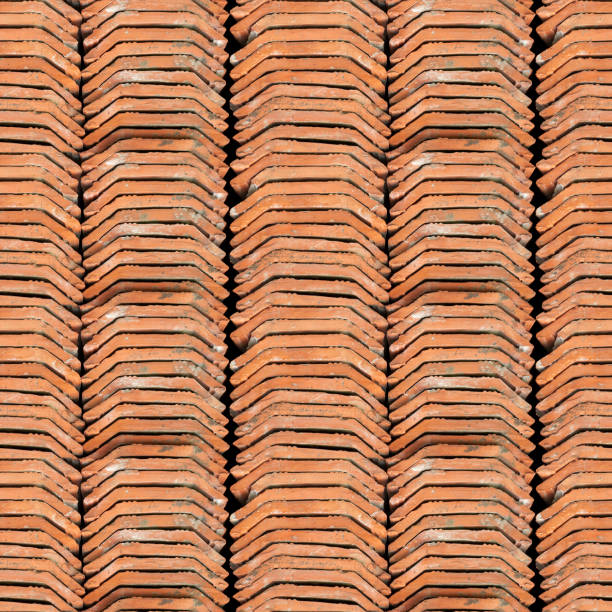 seamless photo texture of stack of dutch roof tile - tegula imagens e fotografias de stock