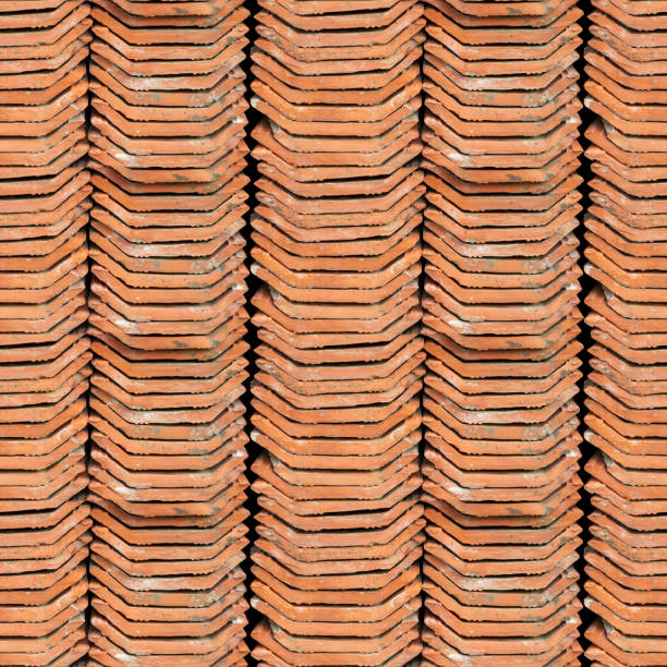 seamless photo texture of stack of dutch roof tile - tegula imagens e fotografias de stock