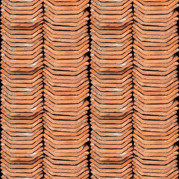 seamless photo texture of stack of dutch roof tile - tegula imagens e fotografias de stock