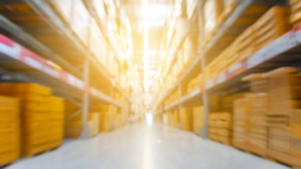 istock Blurred Background Image of goods Shelf in Warehouse or Storehouse. 968194924