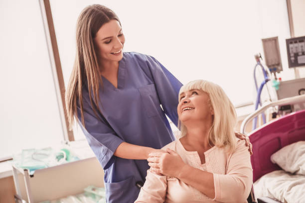 istock Old woman in hospital 968197066