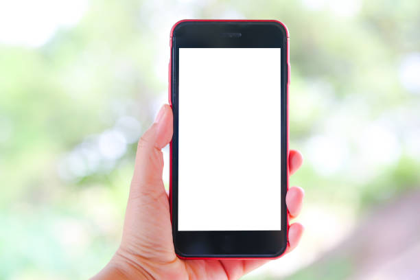 istock Woman Hand Holding The White Smartphone With Blank Screen 968197580