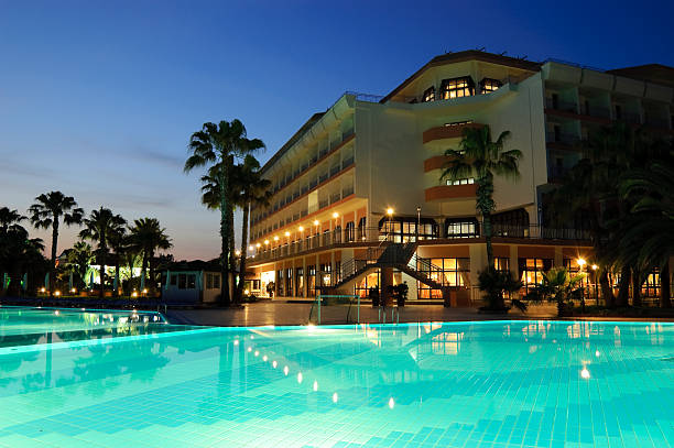 istock Popular hotel in night illumination, Antalya, Turkey 96823280