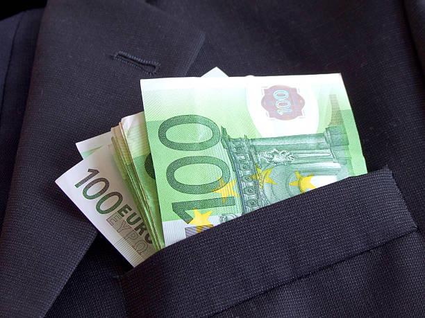 EURO BILLS, 100 notes stock photo