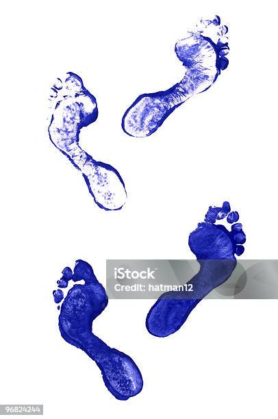 Footprints Azul - Fotografias de stock e mais imagens de Andar - Andar, Azul, Fotografia - Imagem