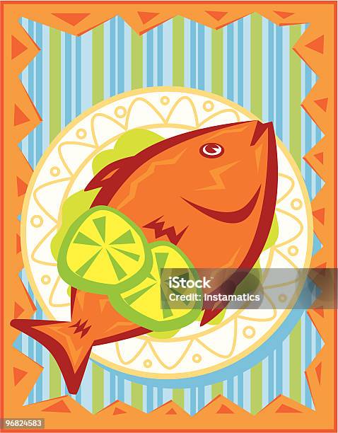 Orange Fische Mit Scheiben Limette Auf Einer Platte Stock Vektor Art und mehr Bilder von Cajun-Küche