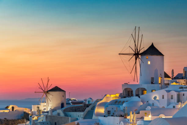 istock Night view of Santorini island, Oia - Greece 968250996