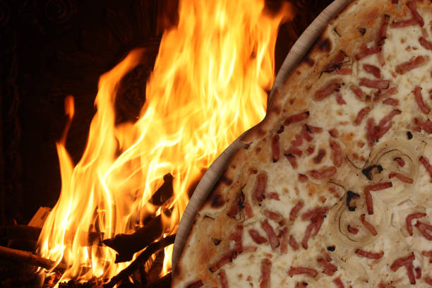 Flammekueche  Alsatian pizza cooked over a wood fire