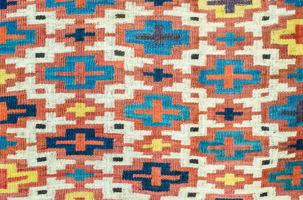 istock Geometric traditional kilim carpet detail 968257494