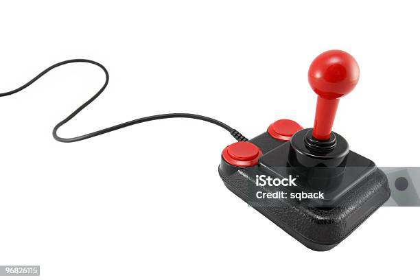 Classic Joystick On White Background Stock Photo - Download Image Now - Joystick, Black Color, Brand Name Video Game