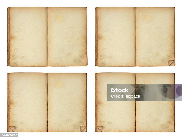 책을 열 흰색 바탕에 흰색 4가지 버전 0명에 대한 스톡 사진 및 기타 이미지 - 0명, 건조한, 고대의