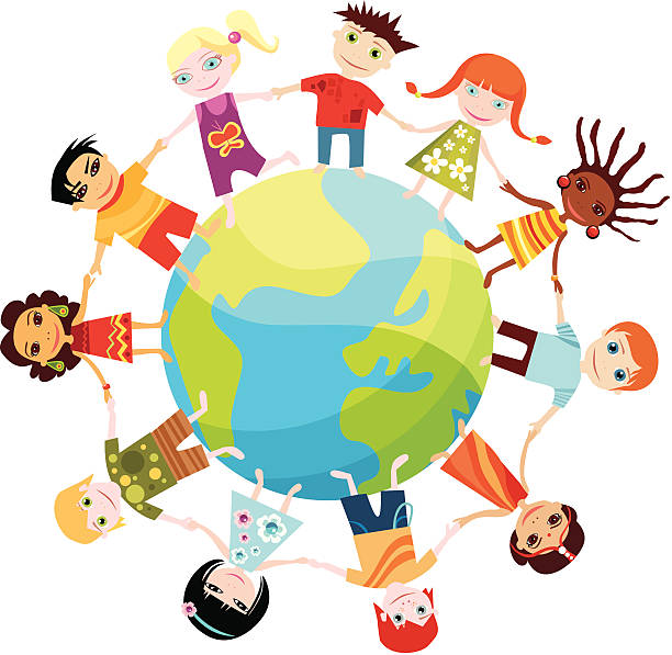 children of the world vector art illustration