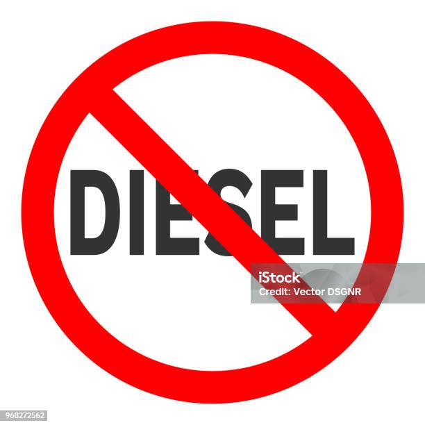 No Diesel Sign Vector Stock Illustration - Download Image Now - Badge, Black Color, Circle