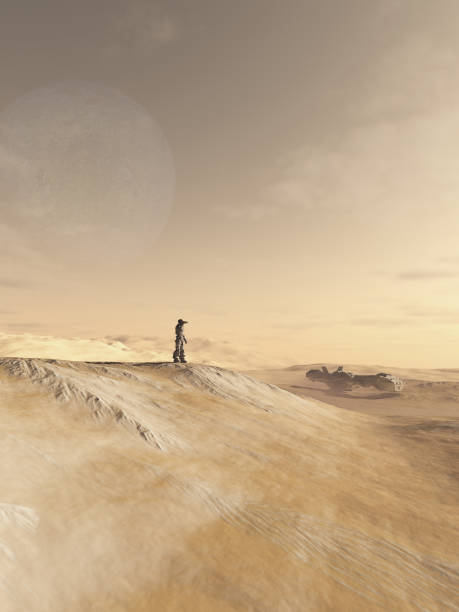istock Future Soldier Scanning a Desert Planet 968275736