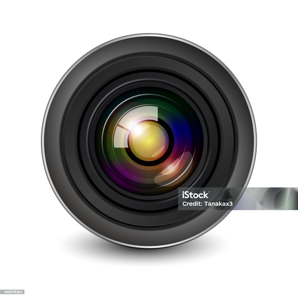 Camera lens shutter aperture isolated vector. Aiming stock illustration