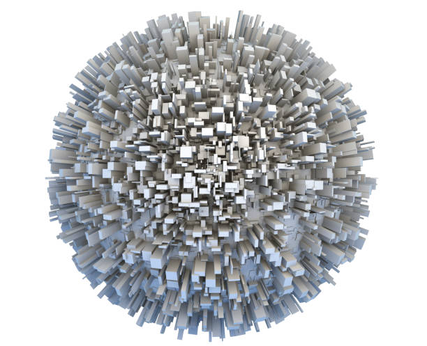 istock Abstract 3d Planet Covered by Simple Box Skyscraper City Buildings 968282176