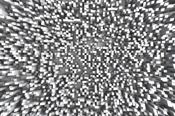 istock Abstract Black and White or Gray Perspective 3d Geometric Small Cube Tiles Background Design Pattern 968283144