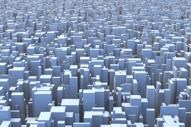 istock Abstract City Skyline 3D Simple Blocks Buildings 968292620