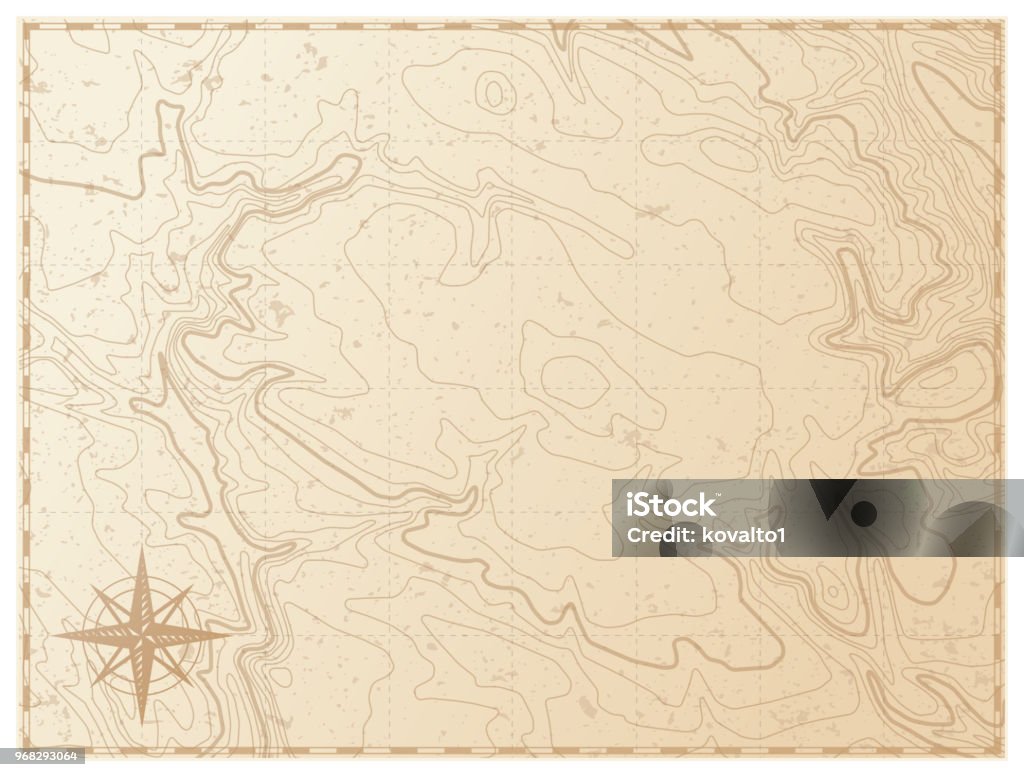 Vecchia mappa isolata su sfondo bianco - arte vettoriale royalty-free di Carta geografica