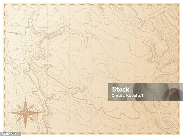 Vecchia Mappa Isolata Su Sfondo Bianco - Immagini vettoriali stock e altre immagini di Carta geografica - Carta geografica, Vecchio, Stile retrò