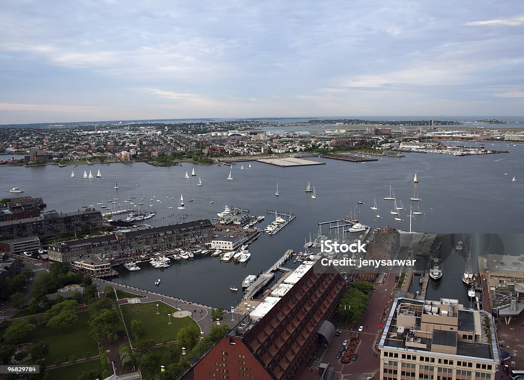 Veduta aerea Porto di Boston Waterfront Long Wharf Christopher Columbus Park - Foto stock royalty-free di Boston - Massachusetts