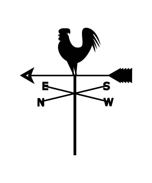 illustrazioni stock, clip art, cartoni animati e icone di tendenza di banderuola - meteorology weather vane direction wind