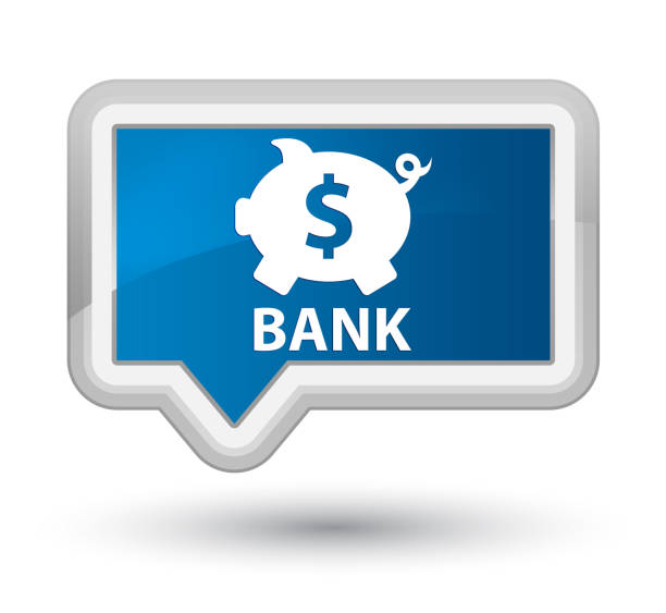 illustrations, cliparts, dessins animés et icônes de touche de bannière bleue prime bank (signe de dollar boîte piggy) - piggy bank currency savings finance