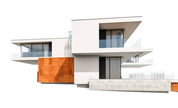 istock 3d rendering of modern cozy house isolated on white. 968309674